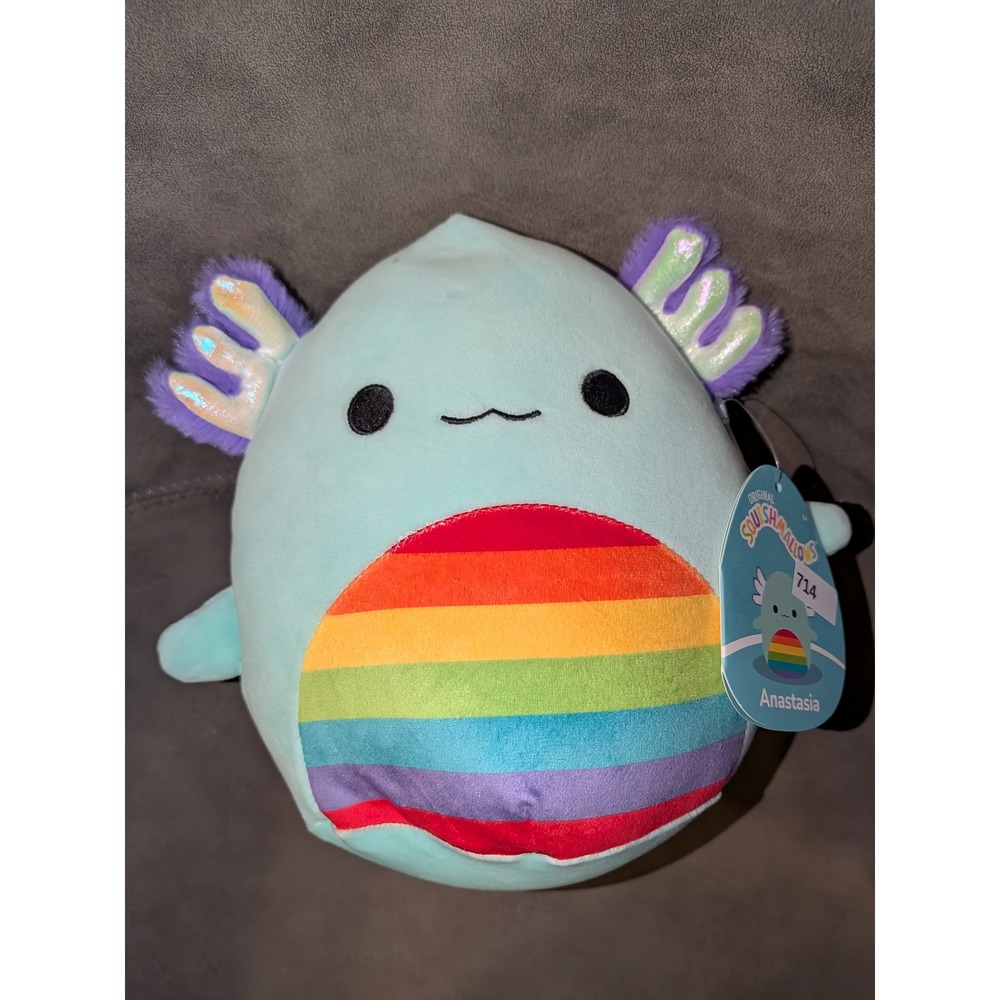 Squishmallows Anastasia the Axolotl Teal Rainbow Belly Plush 8 inch‎ S12-714 NWT